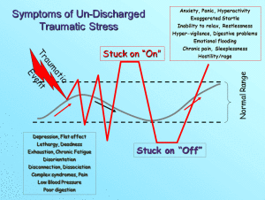 Somatic Experiencing Graph of signs and symptoms impacted by trauma and PTSD